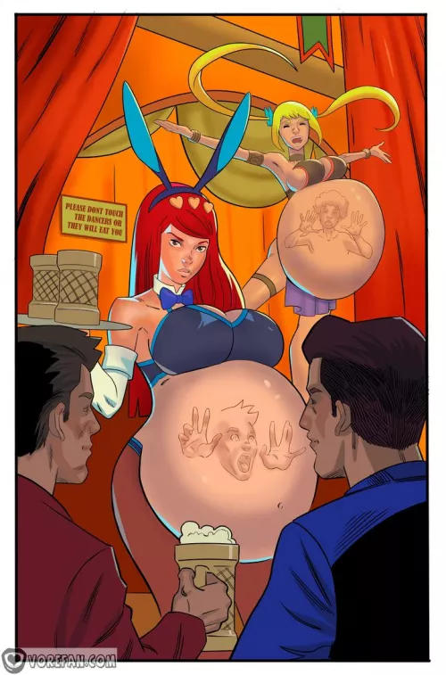 {image} Dinner and a Show... So to Speak (Eduardo Bazan) [oral vore, vore belly, belly expansion, multiple pred, digestion, fan art]