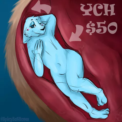 {Promo} Gut Slut YCH, $50 for prey and outer pred belly ❤ (@SpicyBatBones)