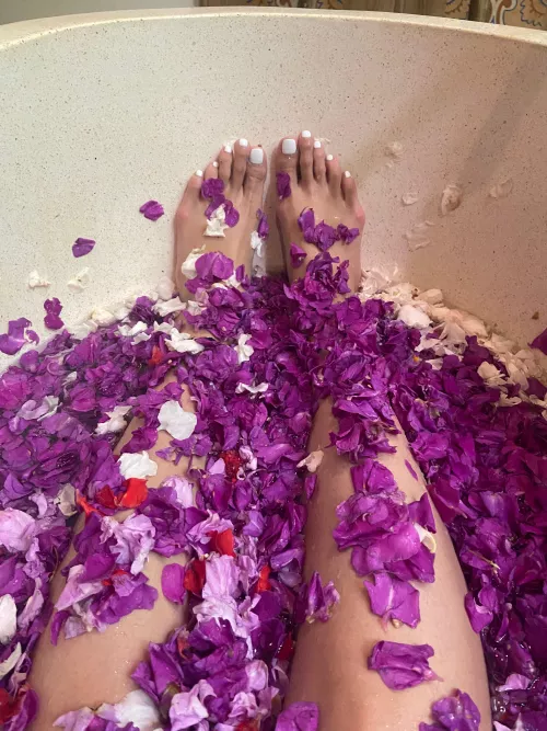 Relaxing in a petal bath 🌸😊