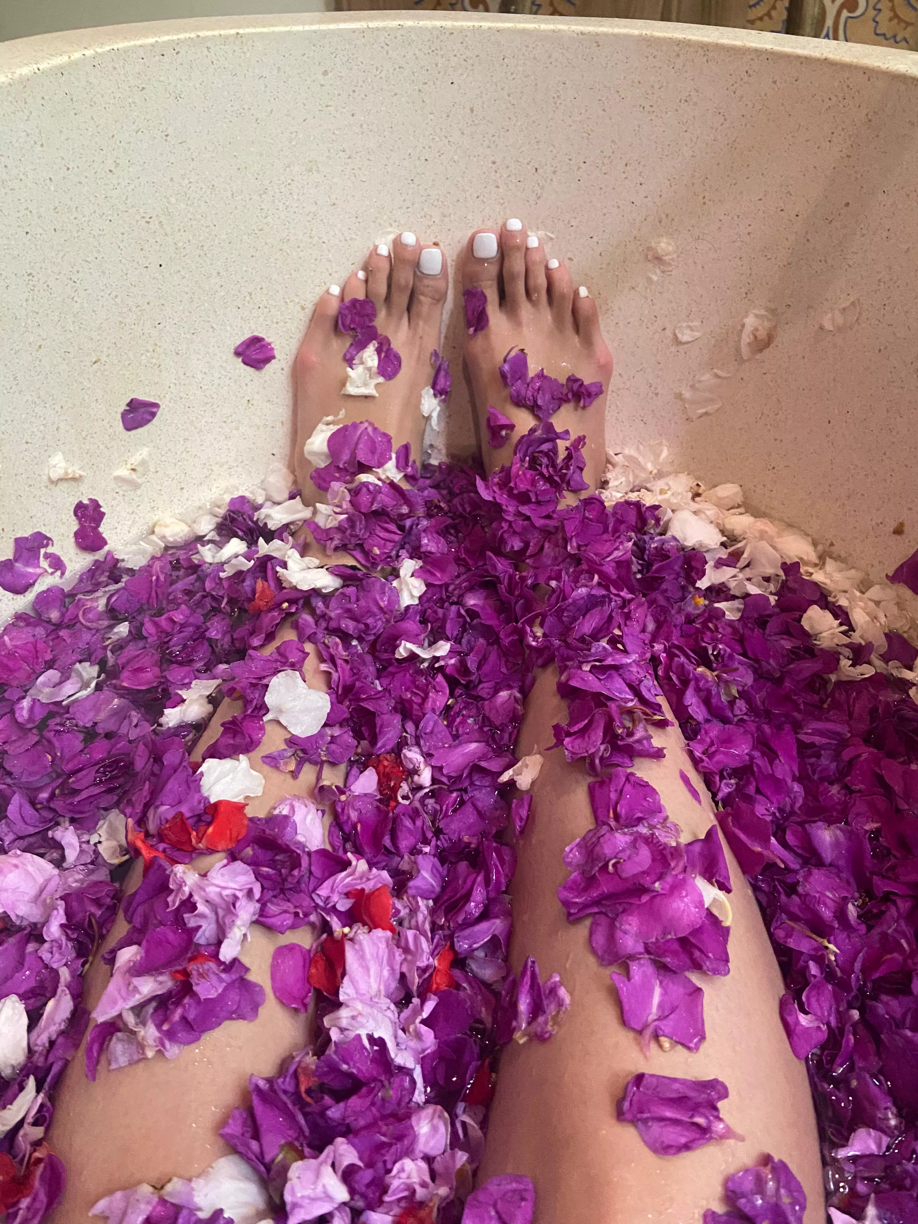 Relaxing in a petal bath 🌸😊