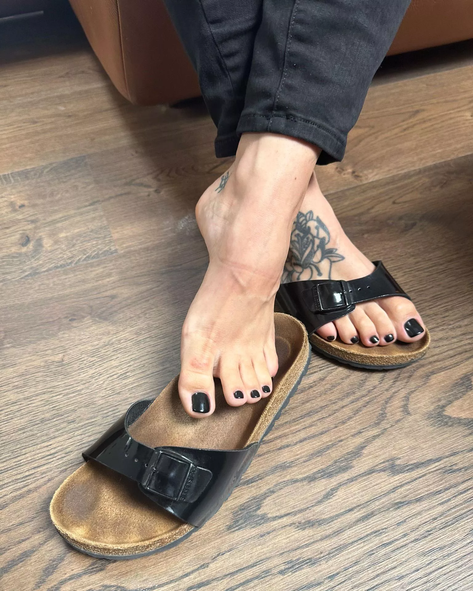A match made in shoe heaven: My black toe nails and Birkenstocks are the perfect pair!