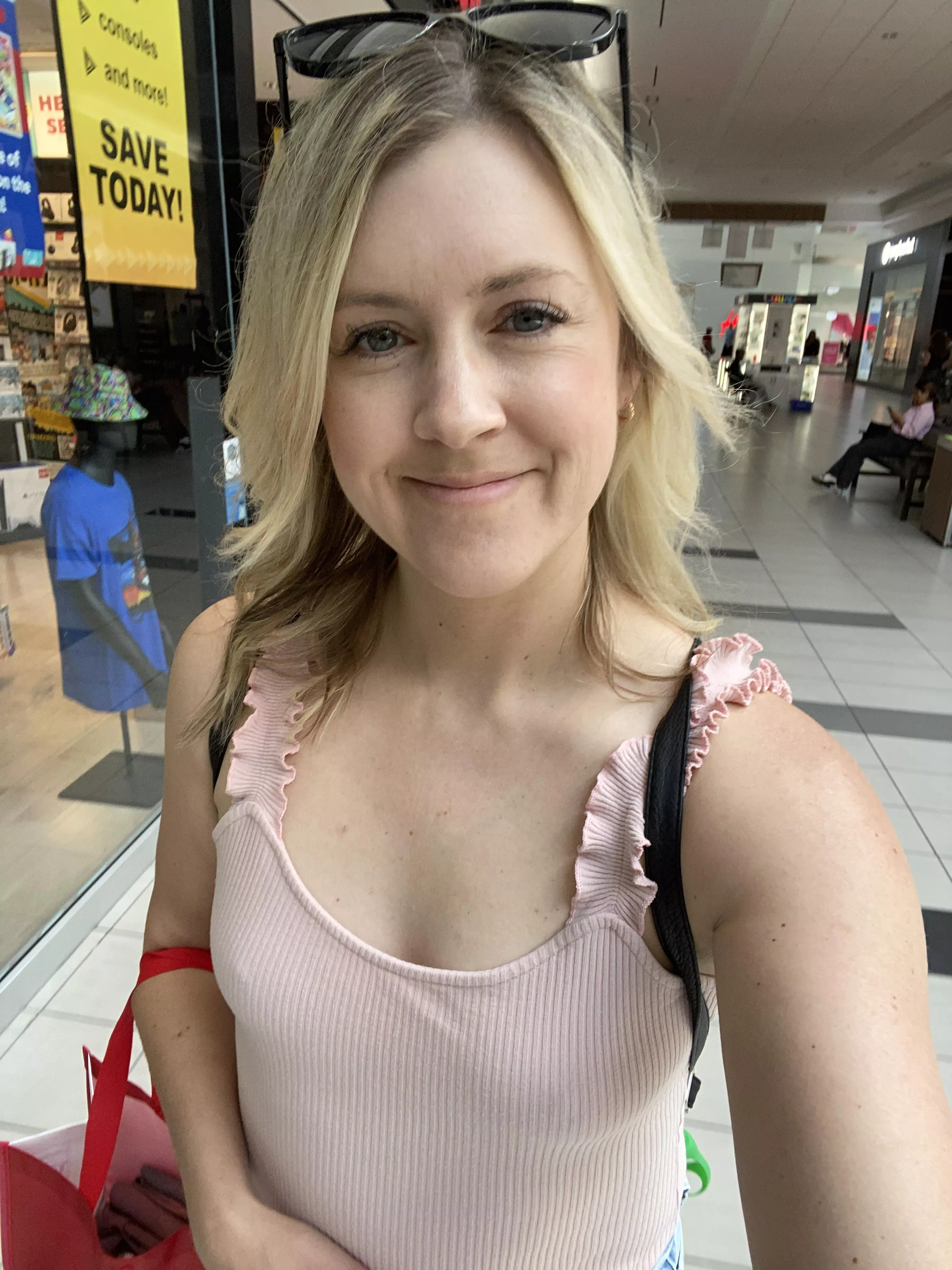 I love going out shopping with no bra on 