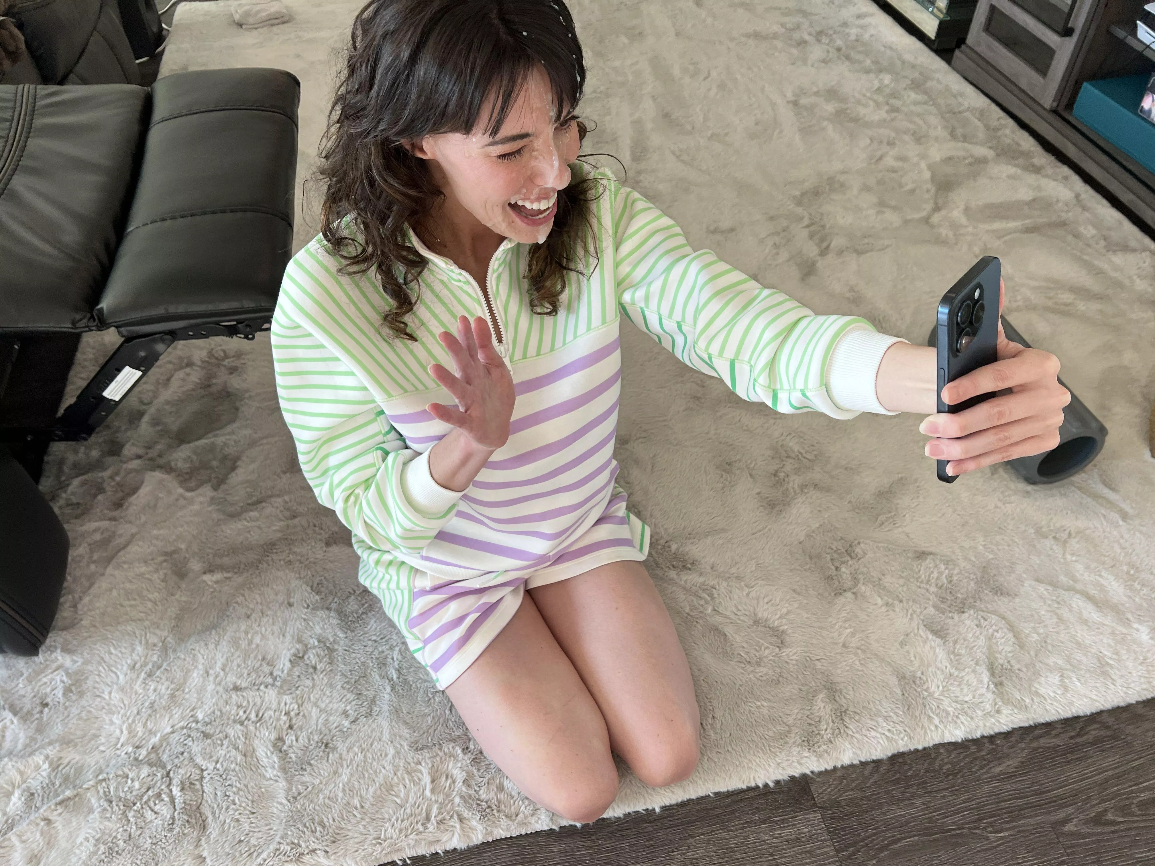 Showing off my cum-covered grin