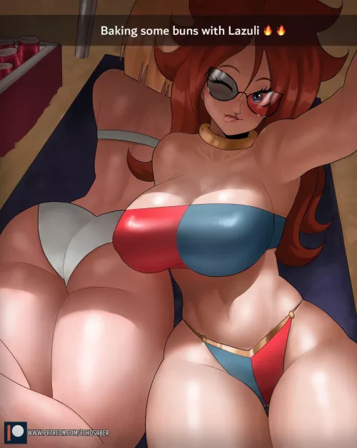 Android 18 and Android 21 show off their beach bods 