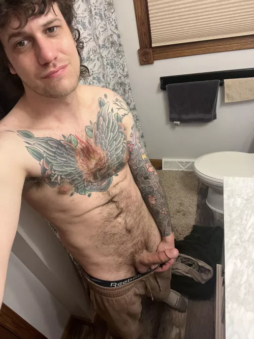 Bent over the sink or on your knees?