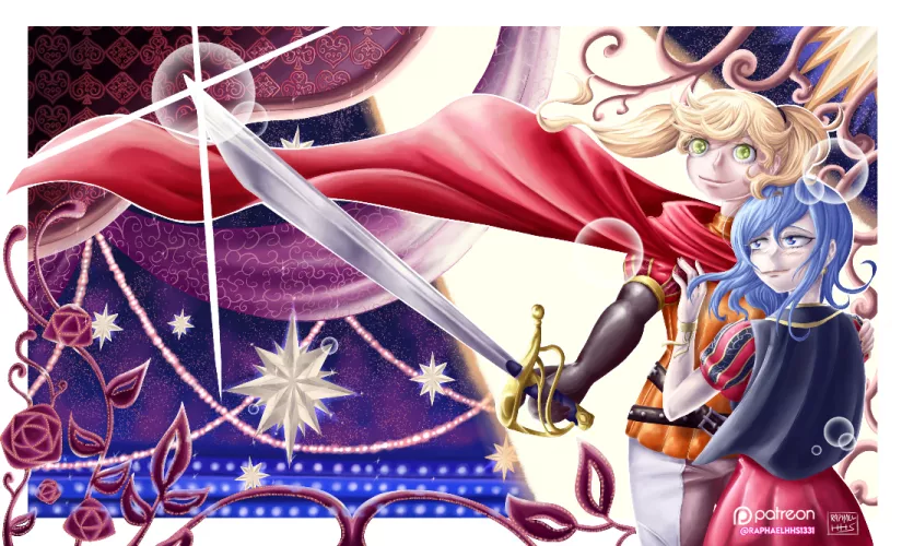 Biweekly posting yuri couples. This is an old one from 2021. Not a yuri show, but I just shipped those two a lot when I was watching! [Kageki Shoujo] [OC]