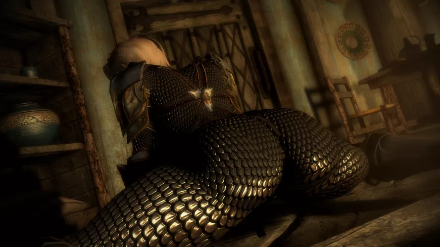 Showing off the flexibility of her armor