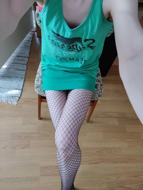 I like fishnets and green clothes!