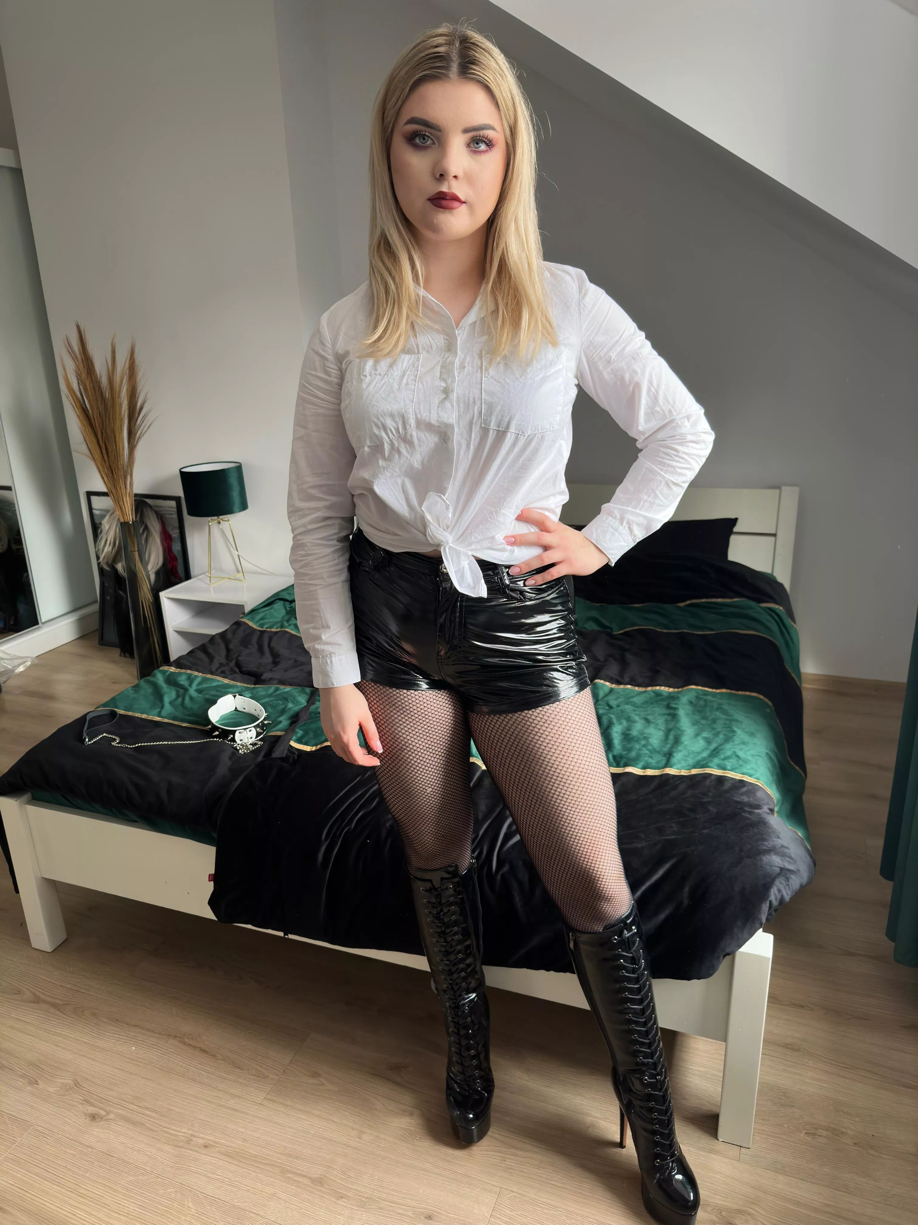 my shiny boots with shorts 