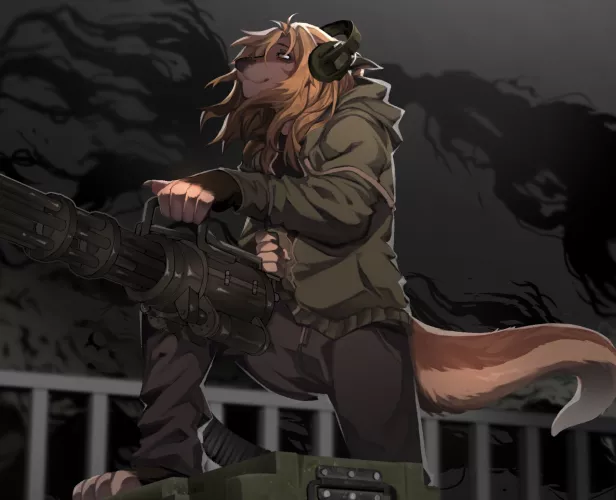 Suspiciously armored otter lady