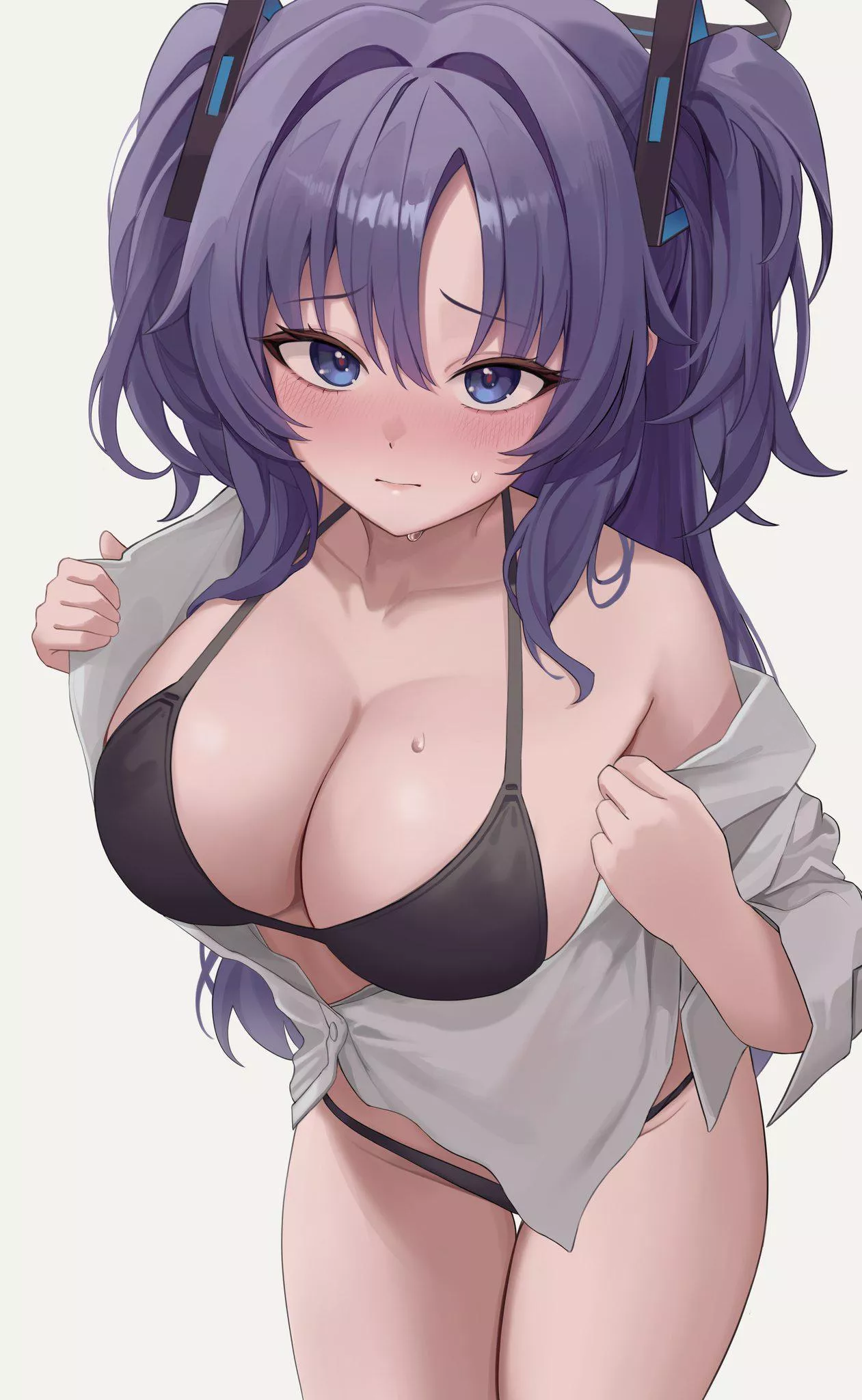 Yuuka showing her swimsuit