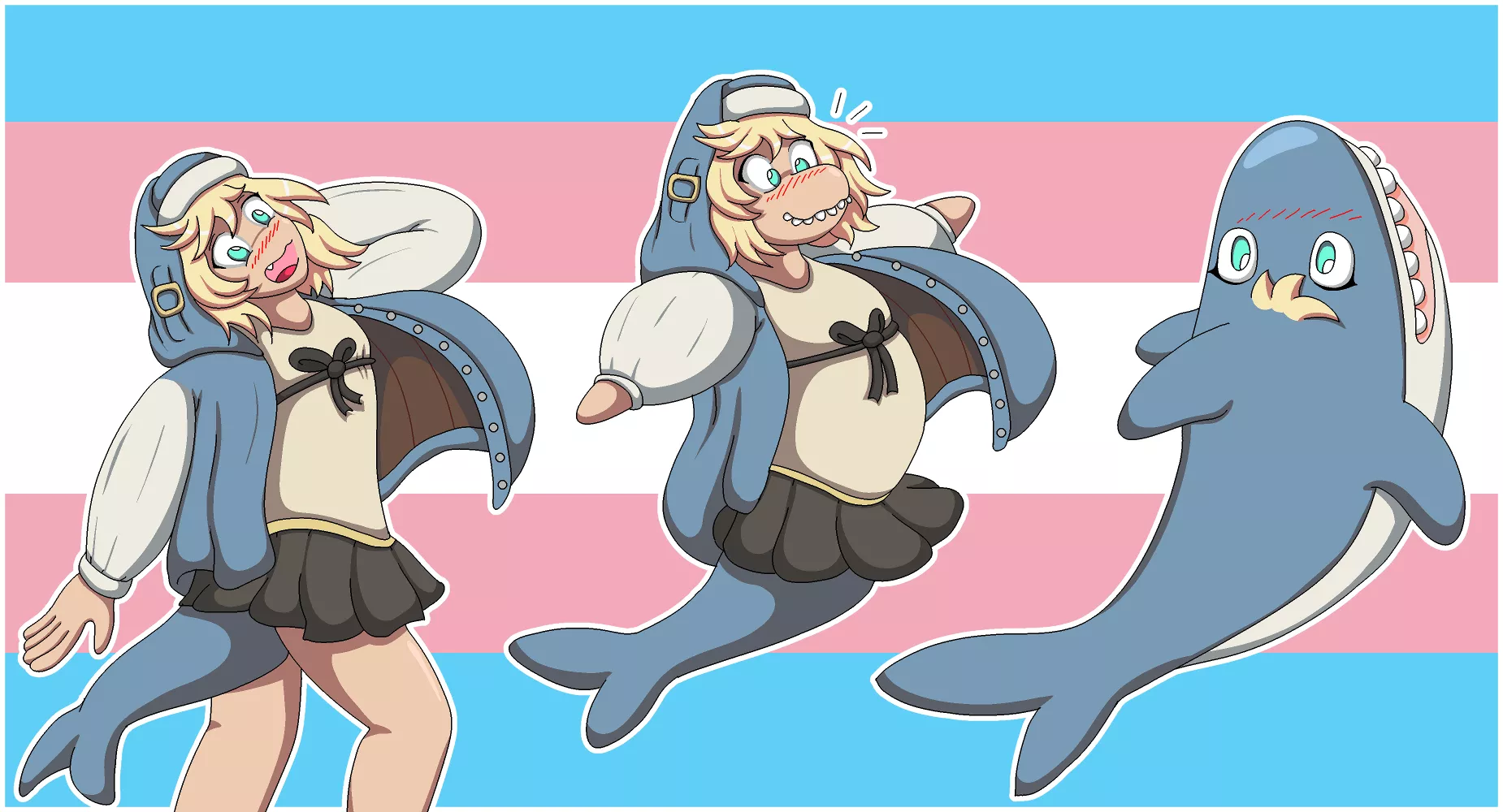 Bridget to Blahaj TF (F -> Plushie) by phyrexianrevoker