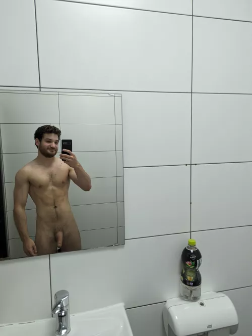 Someone forgot his bottle in the restroom 😮