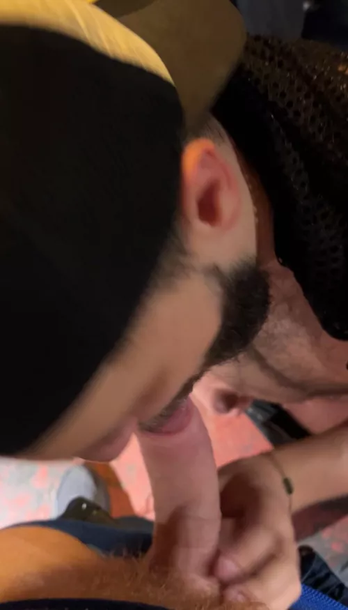 Sucking the DJ back stage