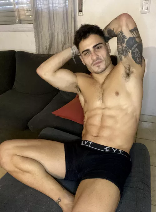 You wanna lick my inked up muscles or just suck on my dick?