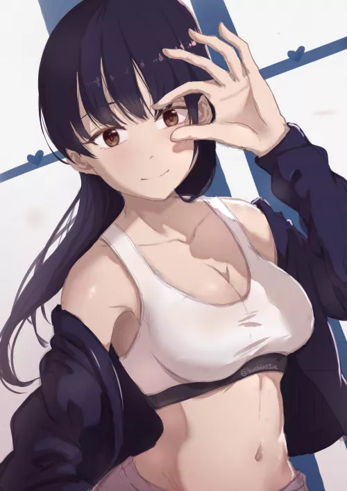 Anna Yamada Wearing Her White Sports Bra 