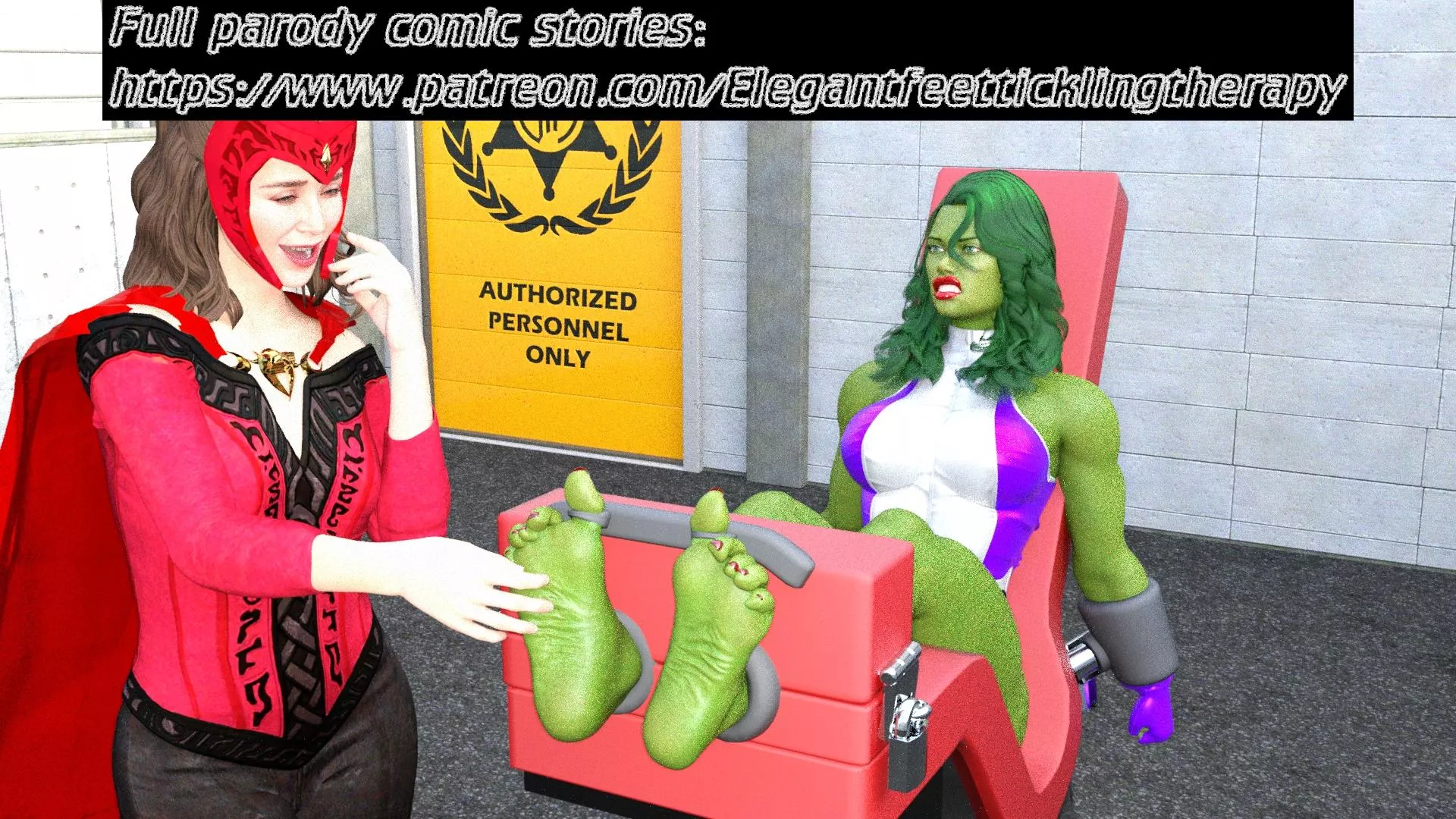Parody 3d comic She hulk tickled feet in stocks