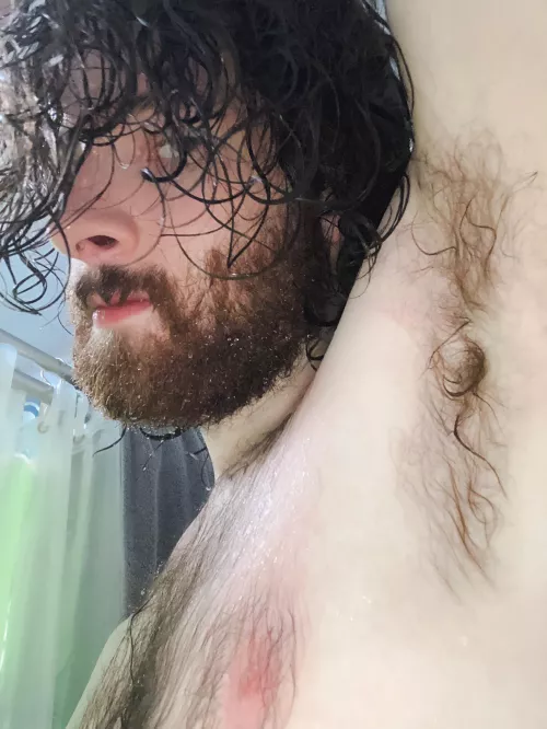 Showering and showing off my sweaty pits