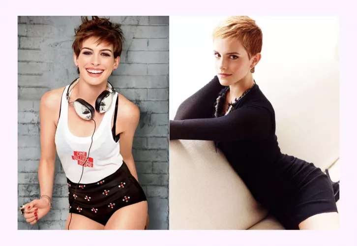Which short haired celeb would you rathfr spend the night with? Anne Hathaway or Emma Watson