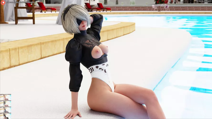 Yorha 2B at the pool (Darkbahamuth)