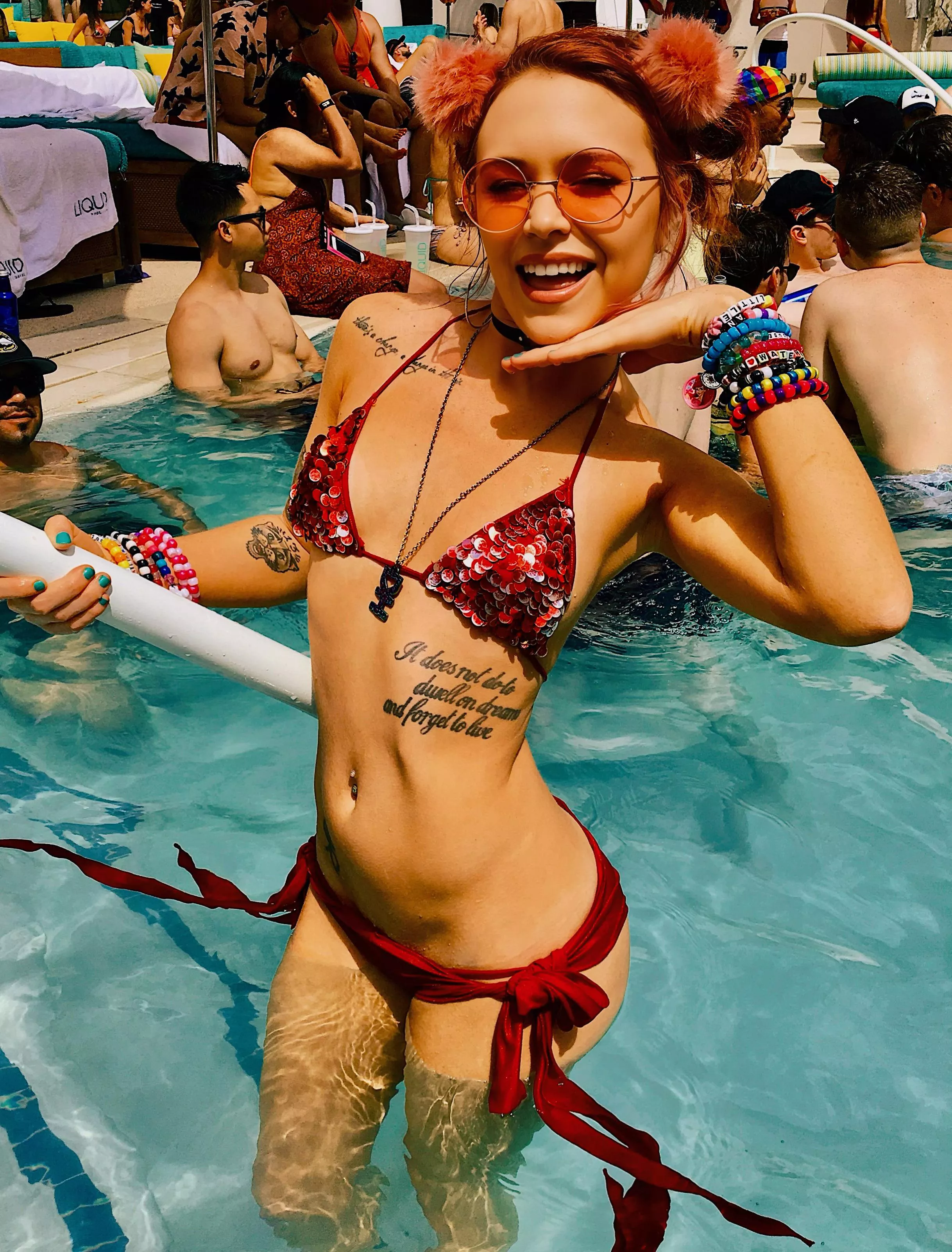 EDC pool parties 🌊 Also just sayin…I’ll never be “too cool” for kandi hehe 🙃 