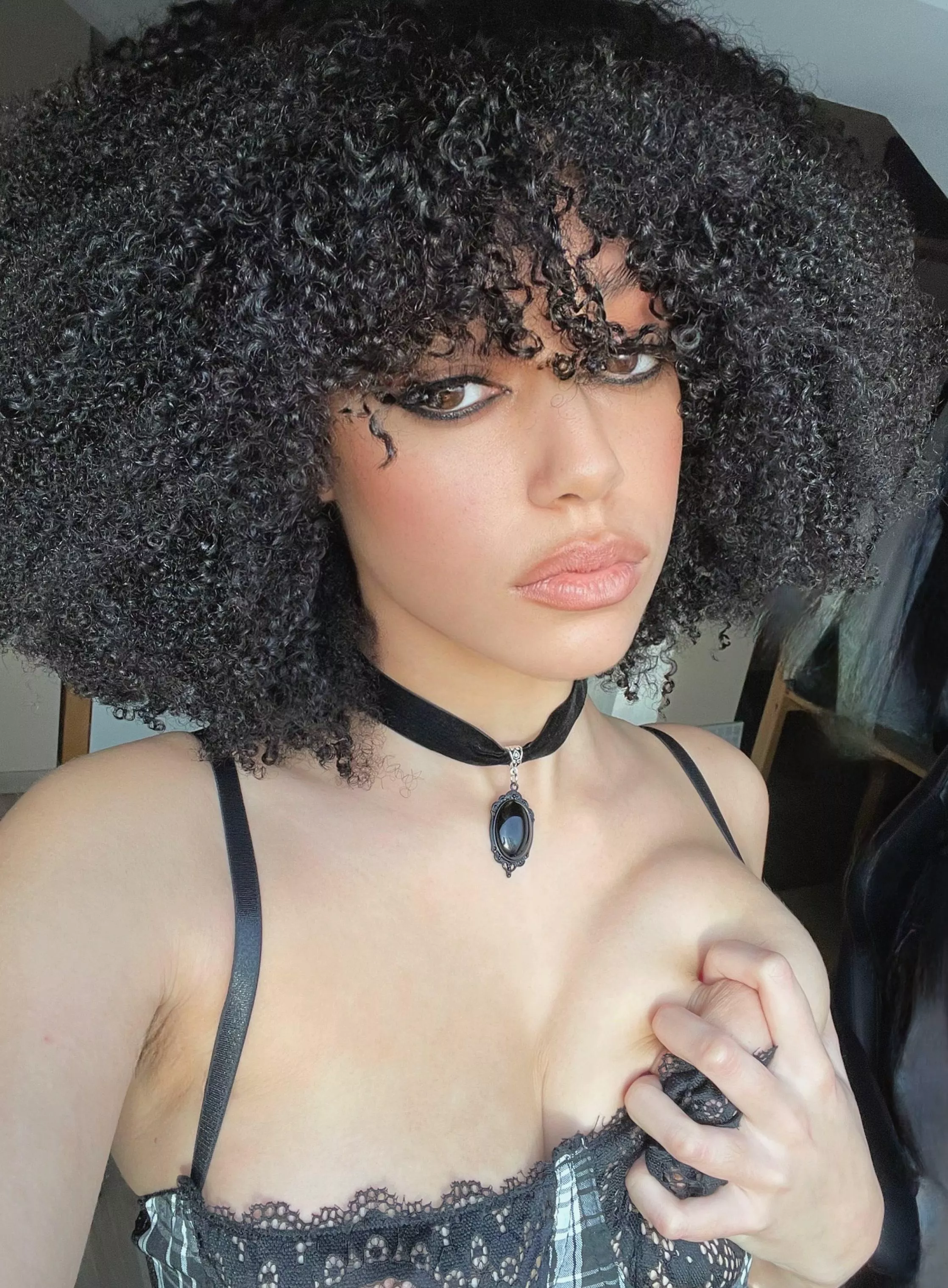 Hand on my tits and now Im breathing heavy