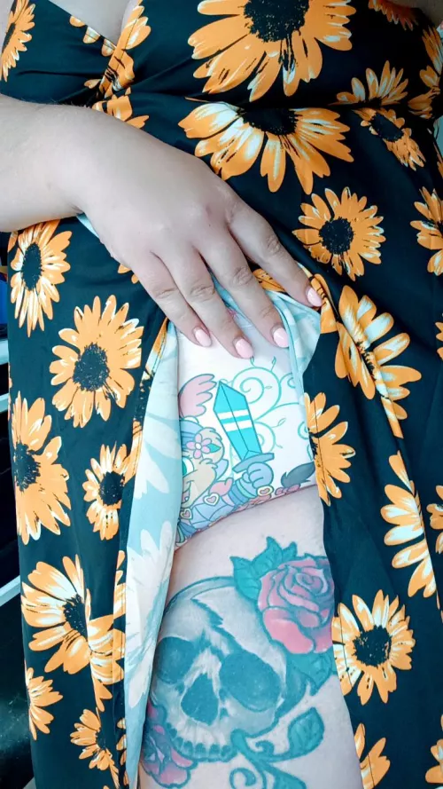 Peekaboo under my new dress 🤭