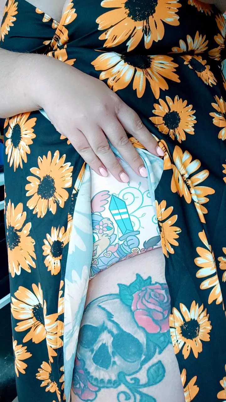 Peekaboo under my new dress 🤭