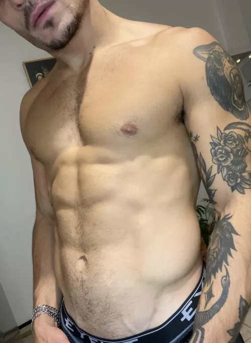 Horny as fuck, and my tattoos are itching for your touch