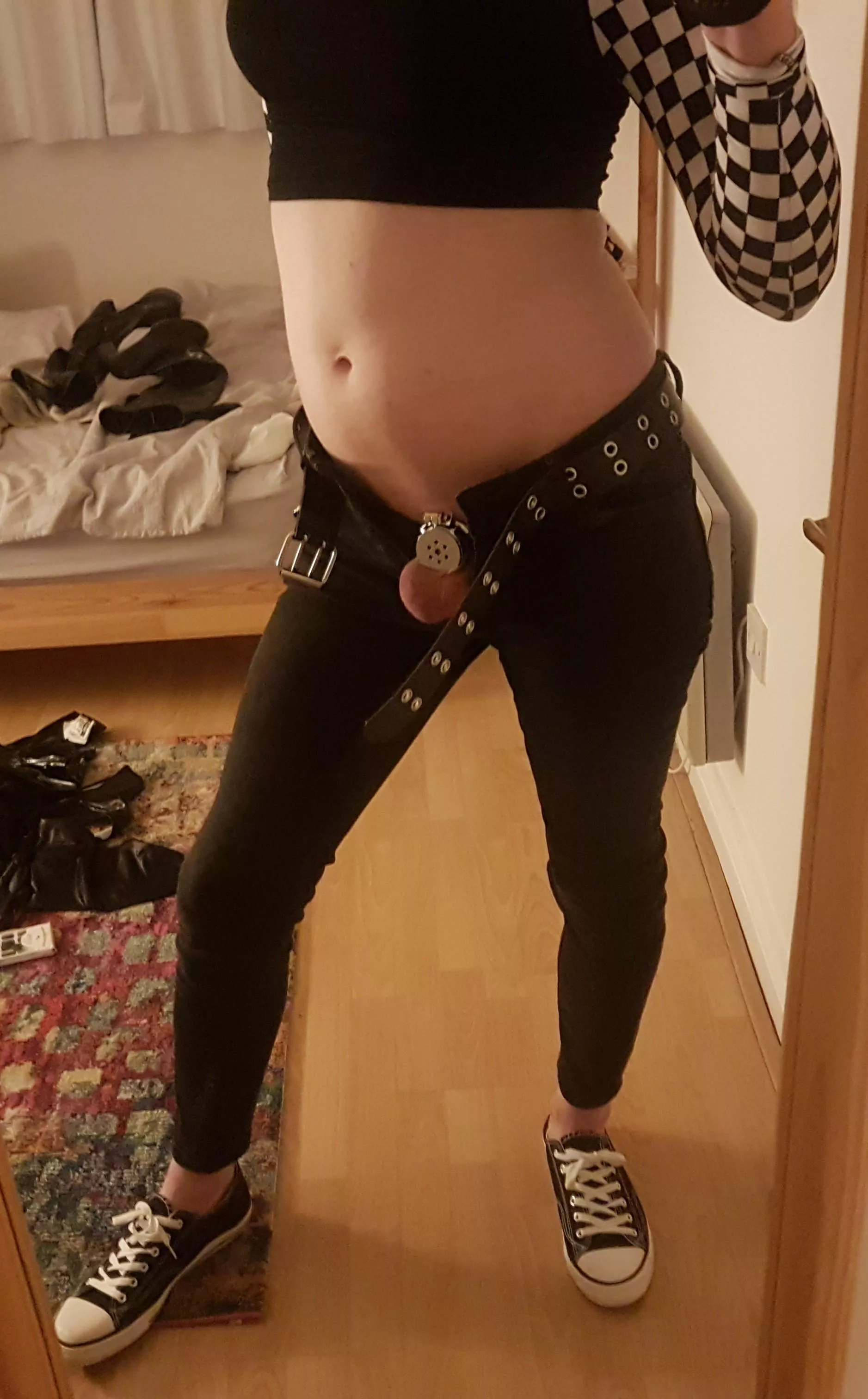 Going out caged for the first time 