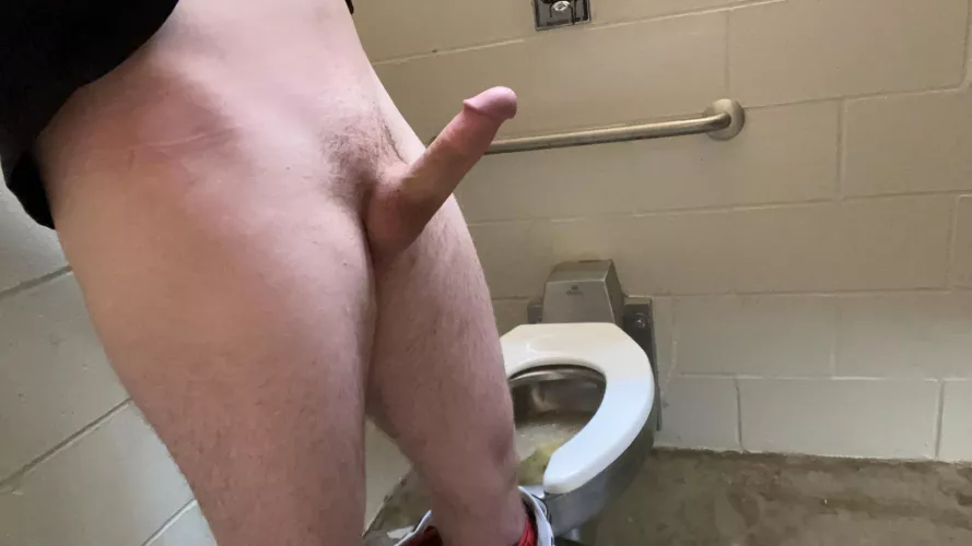jerking off at the public bathroom and someone tried opening the door