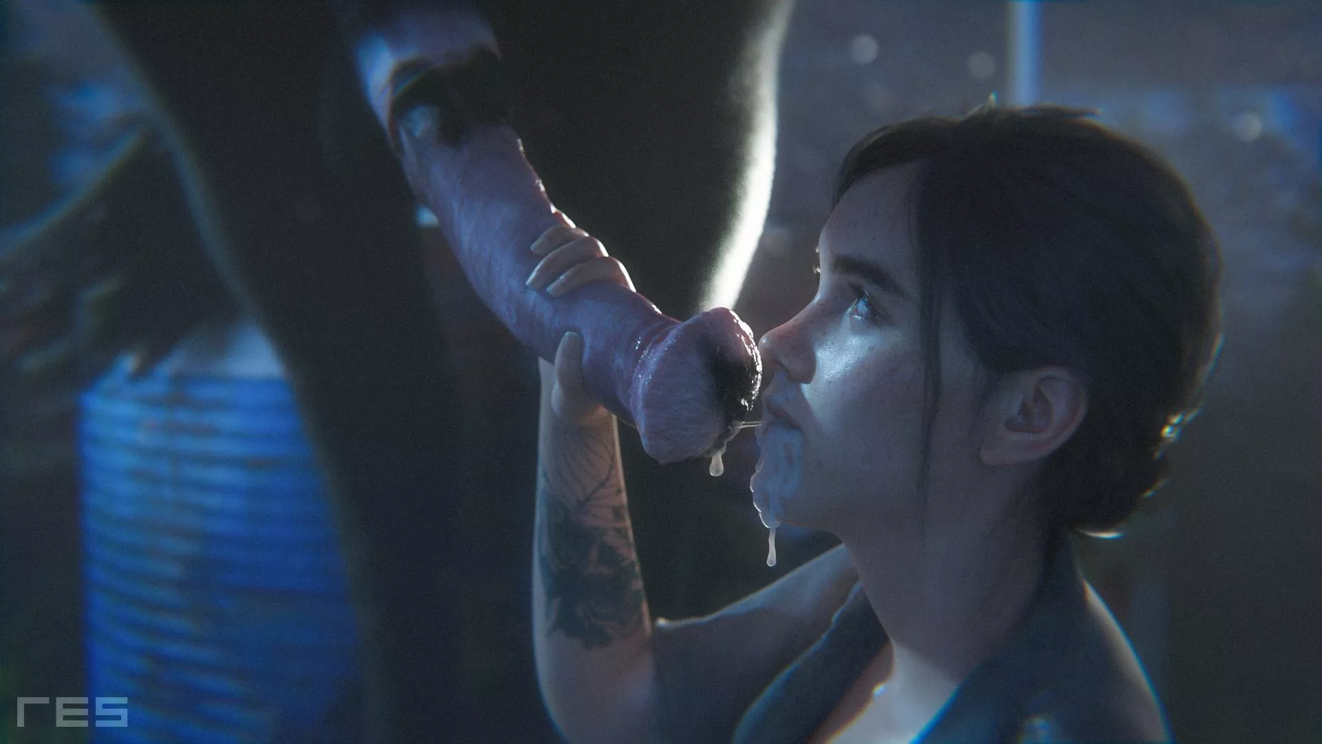 Ellie taking a large and thick load from her horse (Witcherres) [The Last of Us]