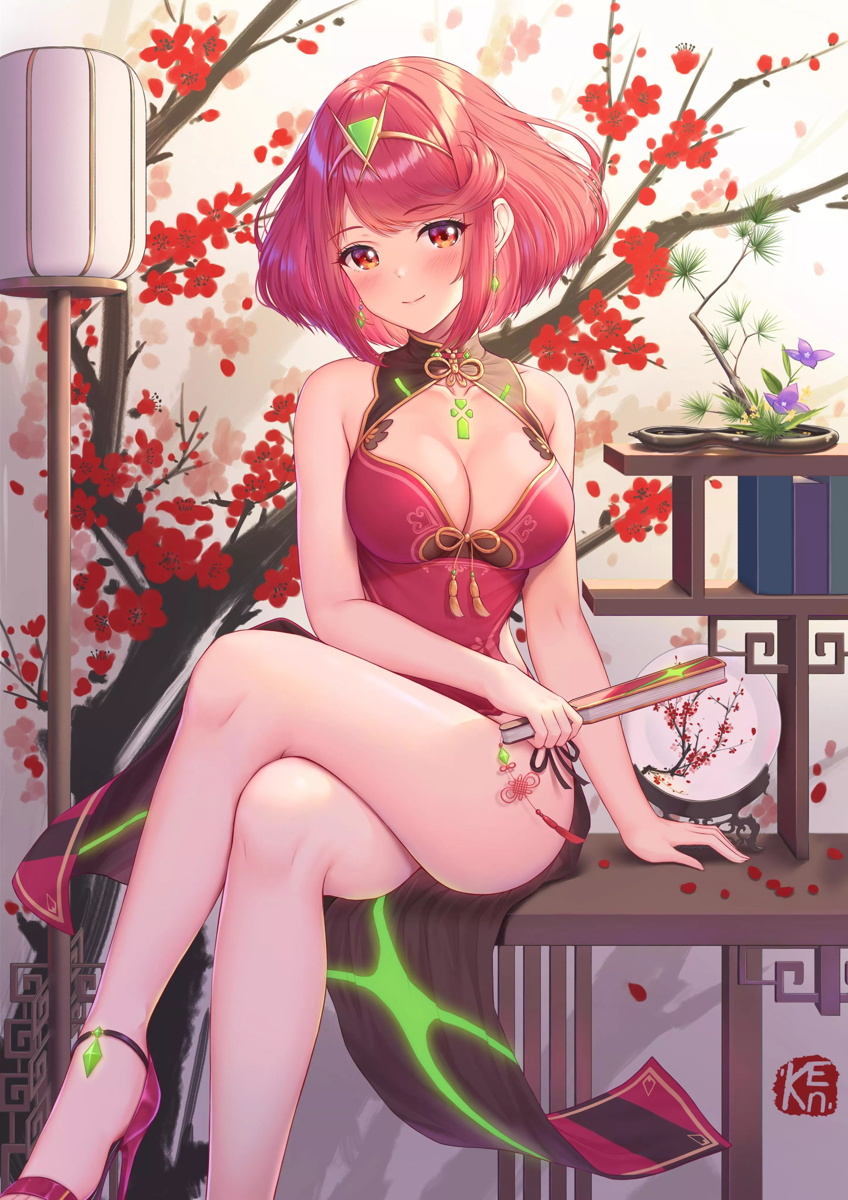 Pyra in a Chinese dress
