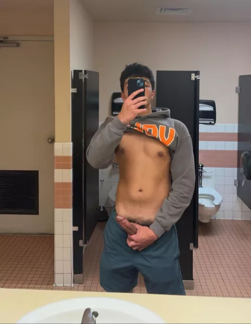 Stroking myself at the gym