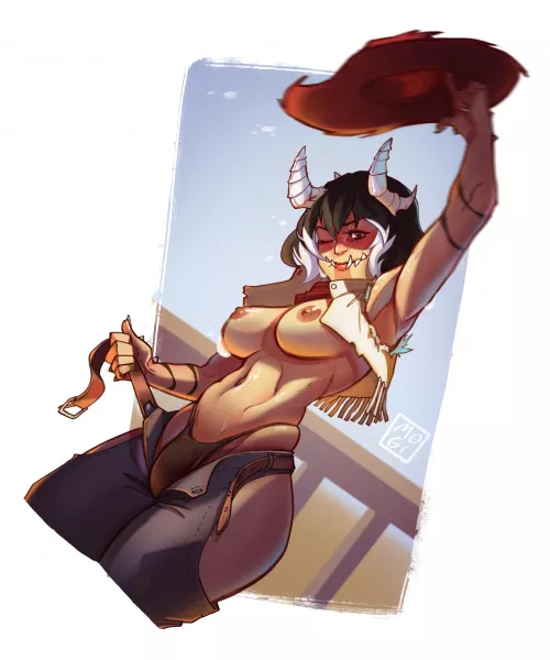 Ashe giving the gunslinger life a whirl (mogidraw)