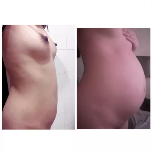 Before and after stuffing and bloating. Damn I got so big 😉