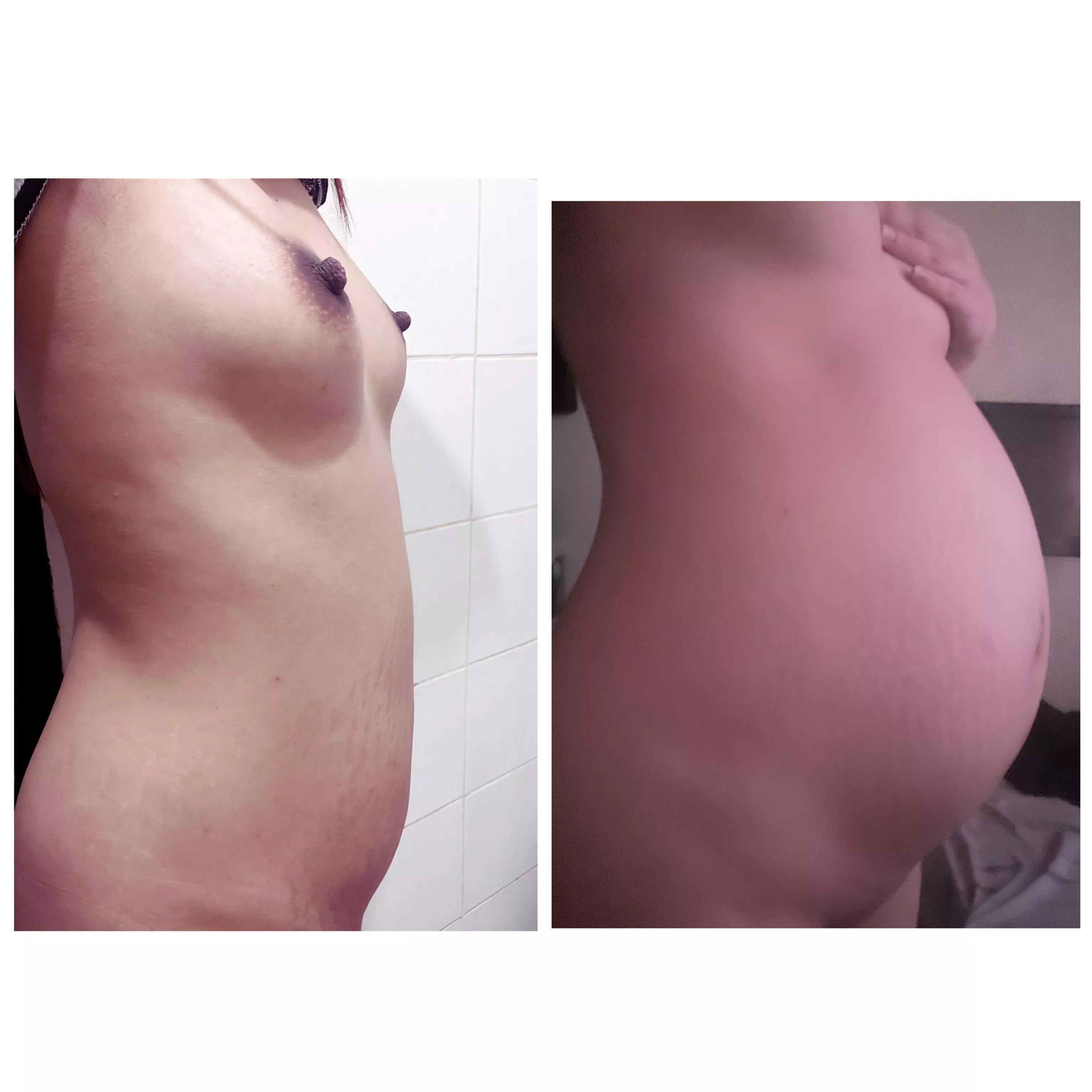 Before and after stuffing and bloating. Damn I got so big 😉