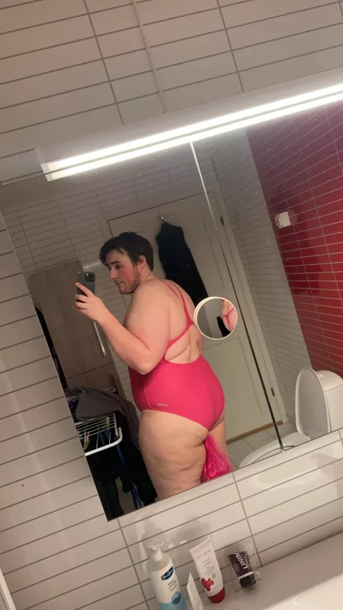 first time post, love matching swimsuits with my unicorn tail plug