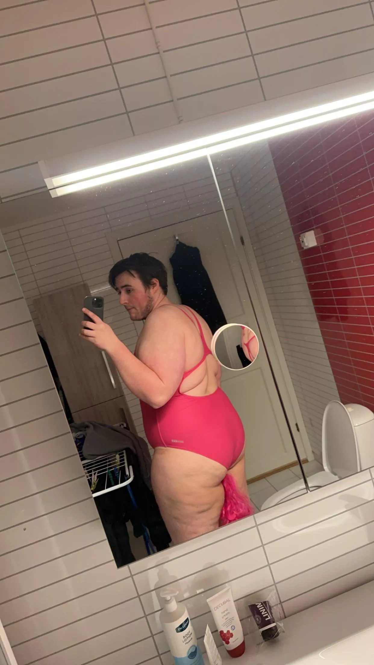 first time post, love matching swimsuits with my unicorn tail plug