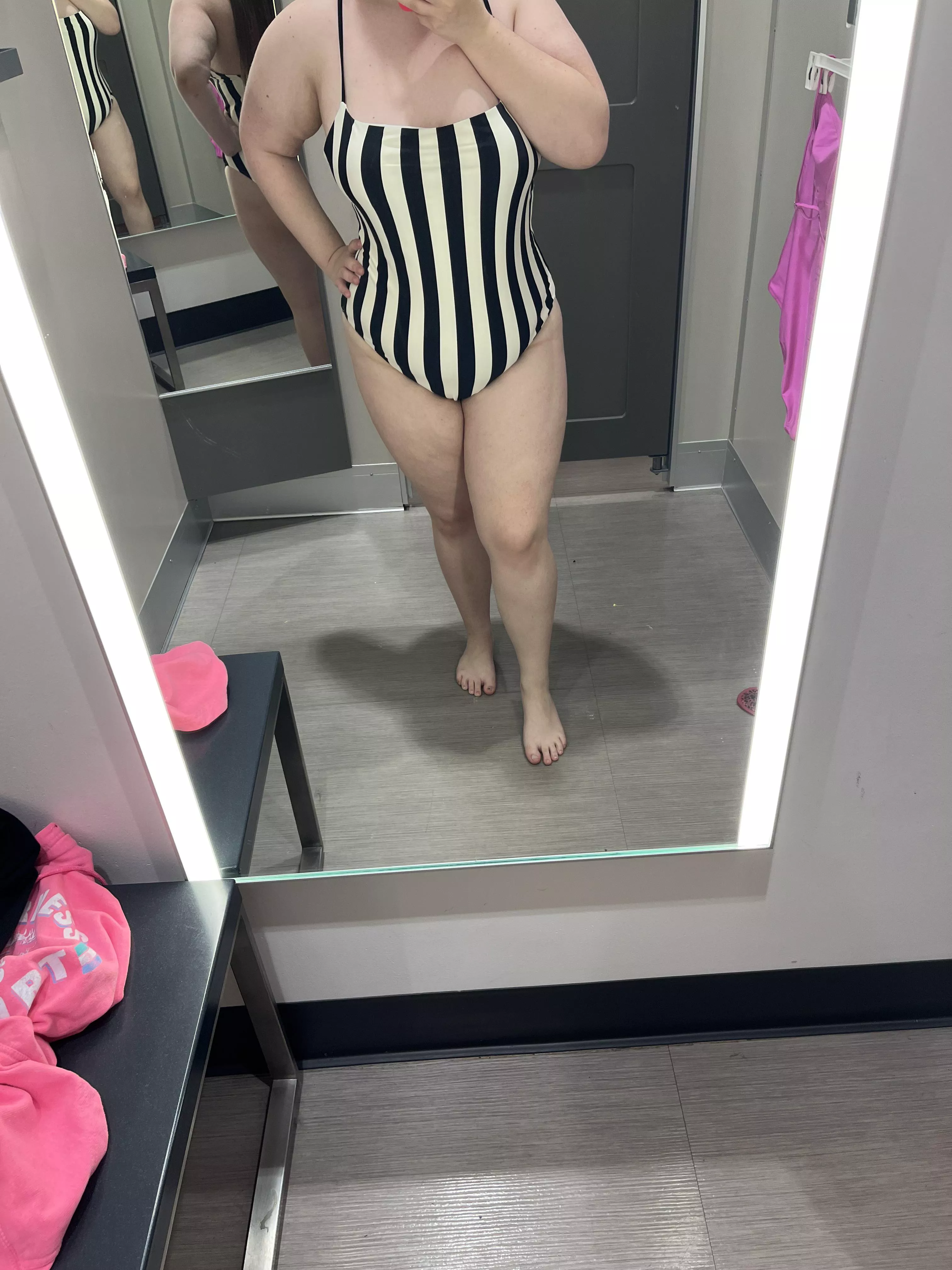 I tried this swimsuit on today I feel like it’s giving Beetlejuice vibes