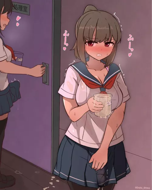 She filled the sample cup