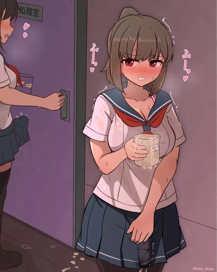 She filled the sample cup