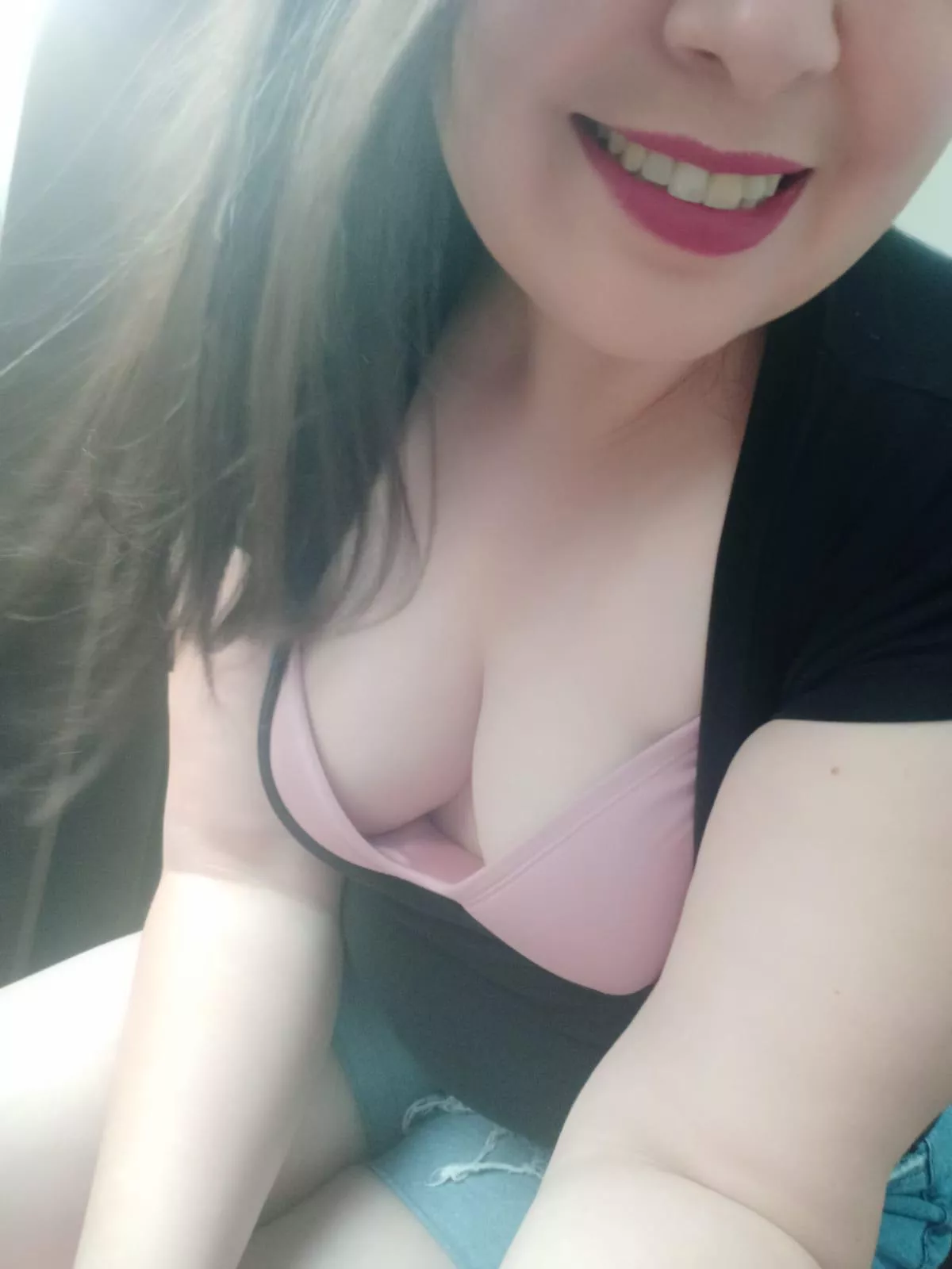 Soft, pale hangers in a cute bra, just for you babe