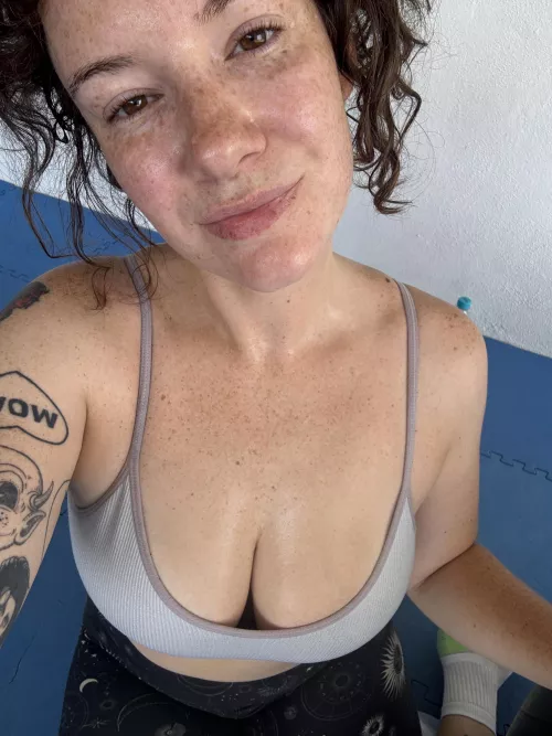 Cooling off after hot yoga 