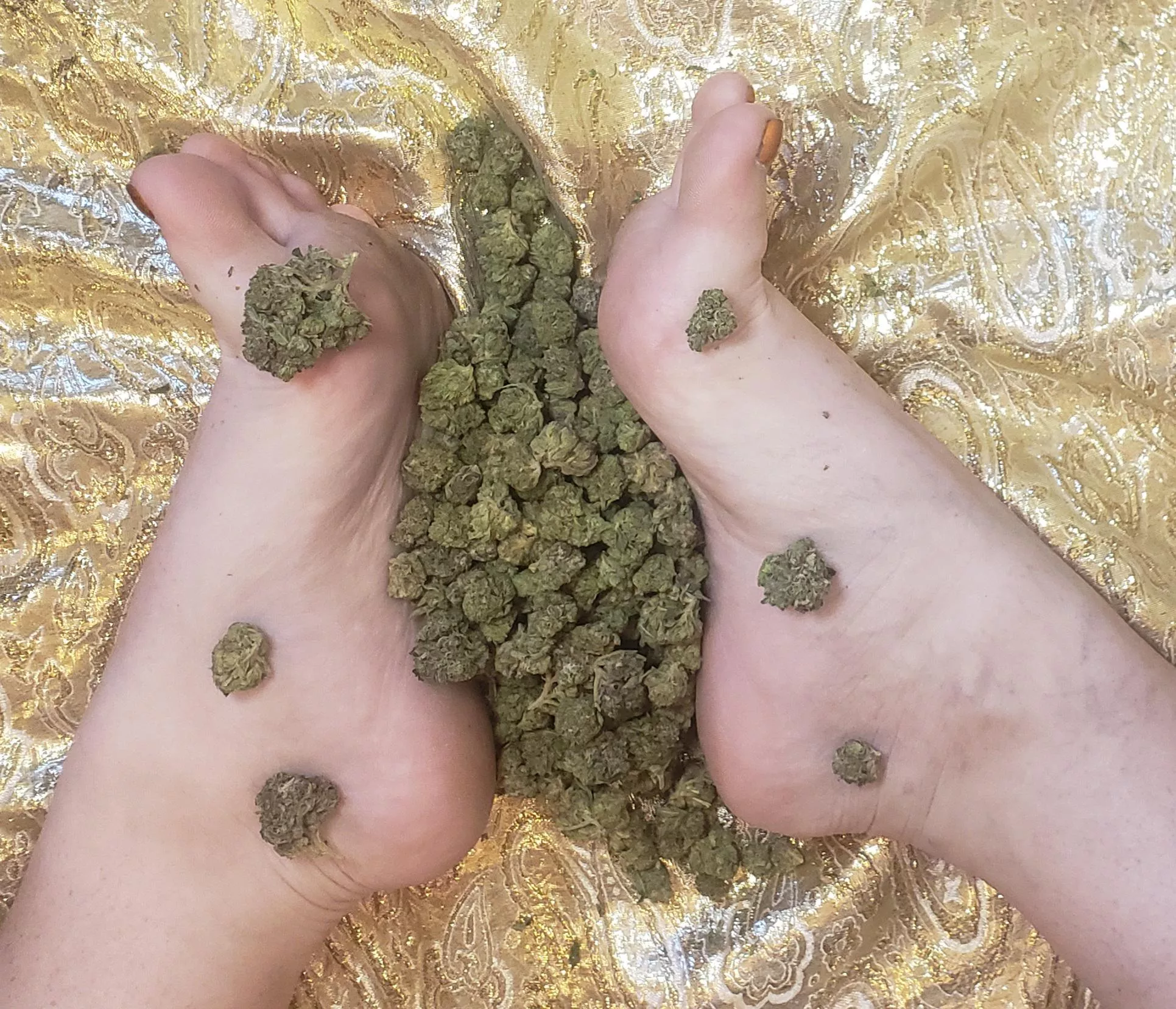 (OC) Sixty grams of (legal🇨🇦) pot stuffed between those size 10 soles...what else could fit? 🤔🚀💥