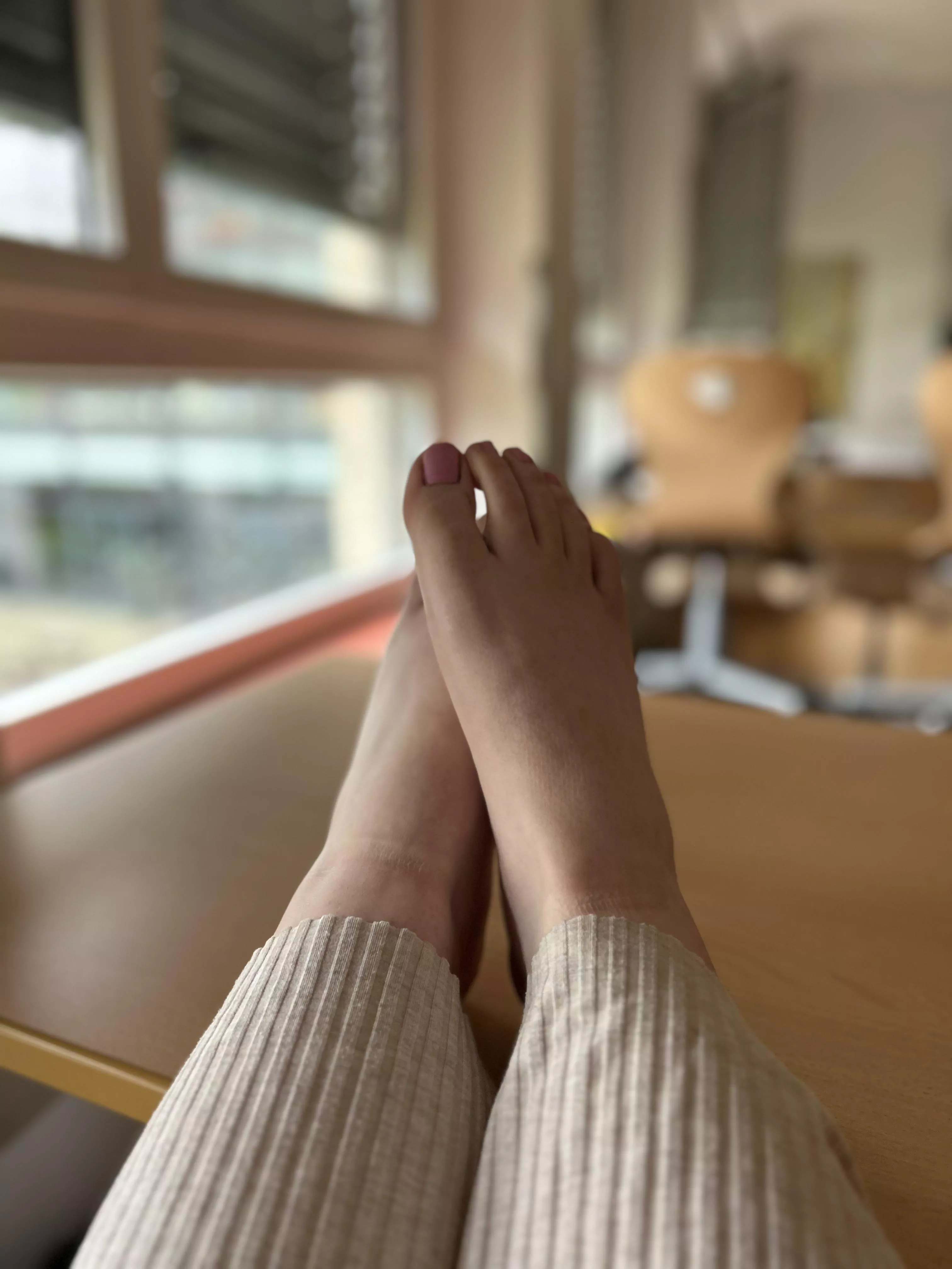 Wouldn’t it be exciting for you to sit under my desk and lick my feet clean?