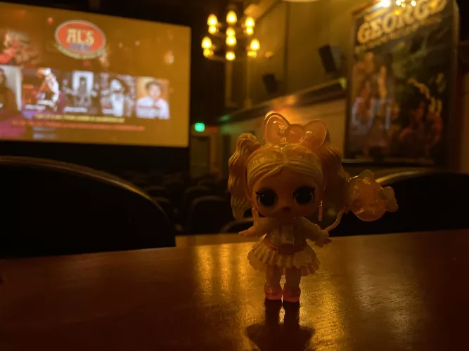 Daddy took me and my dolly to see Garfield. I love smol dates!