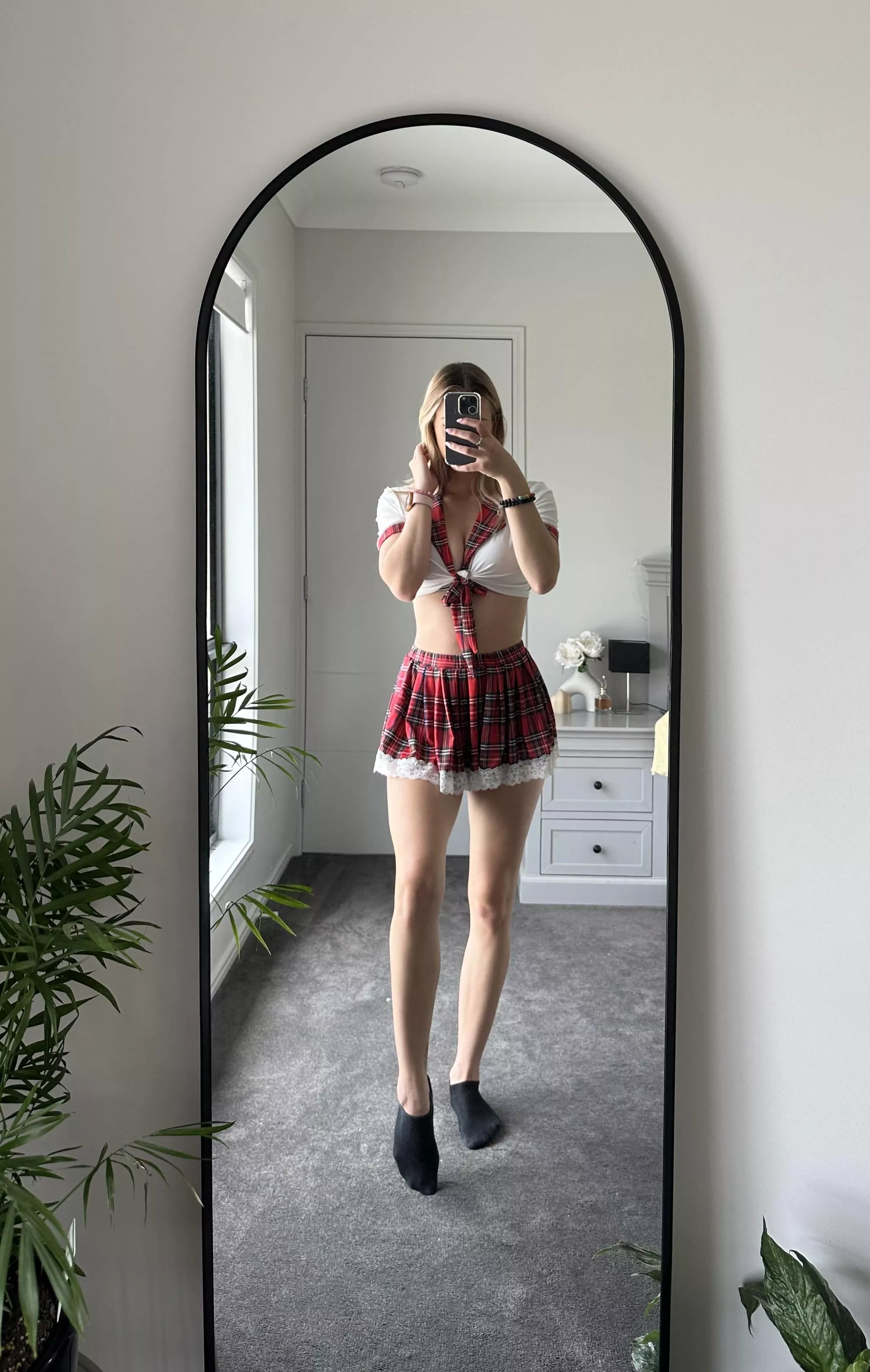 Feeling Shy and Cute in My Plaid Skirt