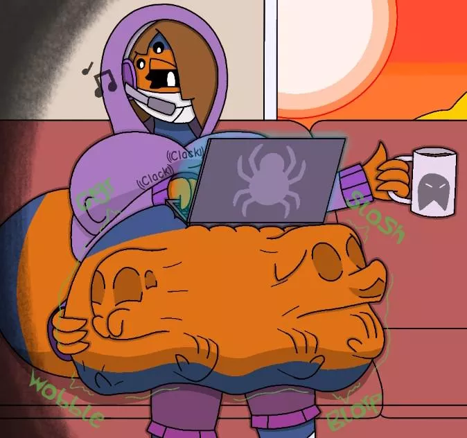 {image} Lofi hip hop gurgles to relax/study to (OC by EKL_DX78, AKA, me) (female pred) (willing preys) (multiple prey) (safe vore)