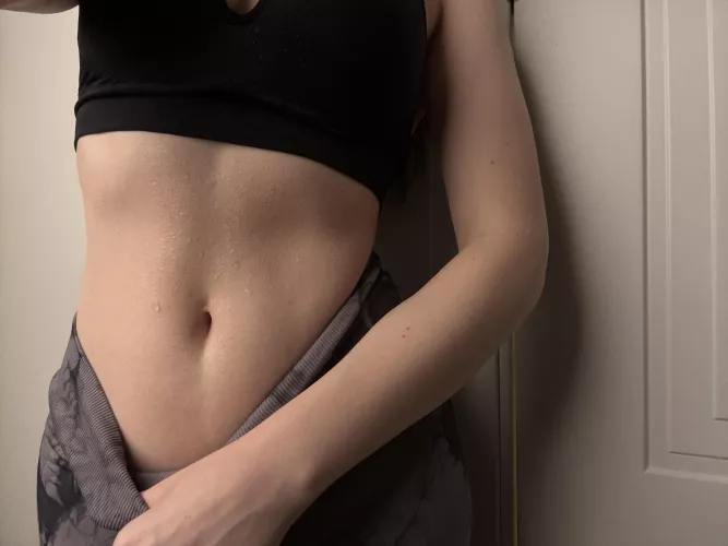 My whole sexy belly is sweaty after running